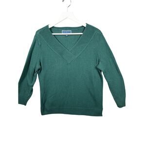 Karen Scott Green V-neck Ribbed Hem Pull-over Sweater Women's Size Large